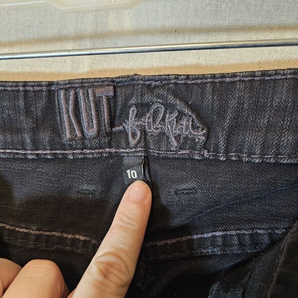 Kut From The Kloth Womens Jeans Size 10 Faded Black Bootcut Flare Embellished - Picture 3 of 9